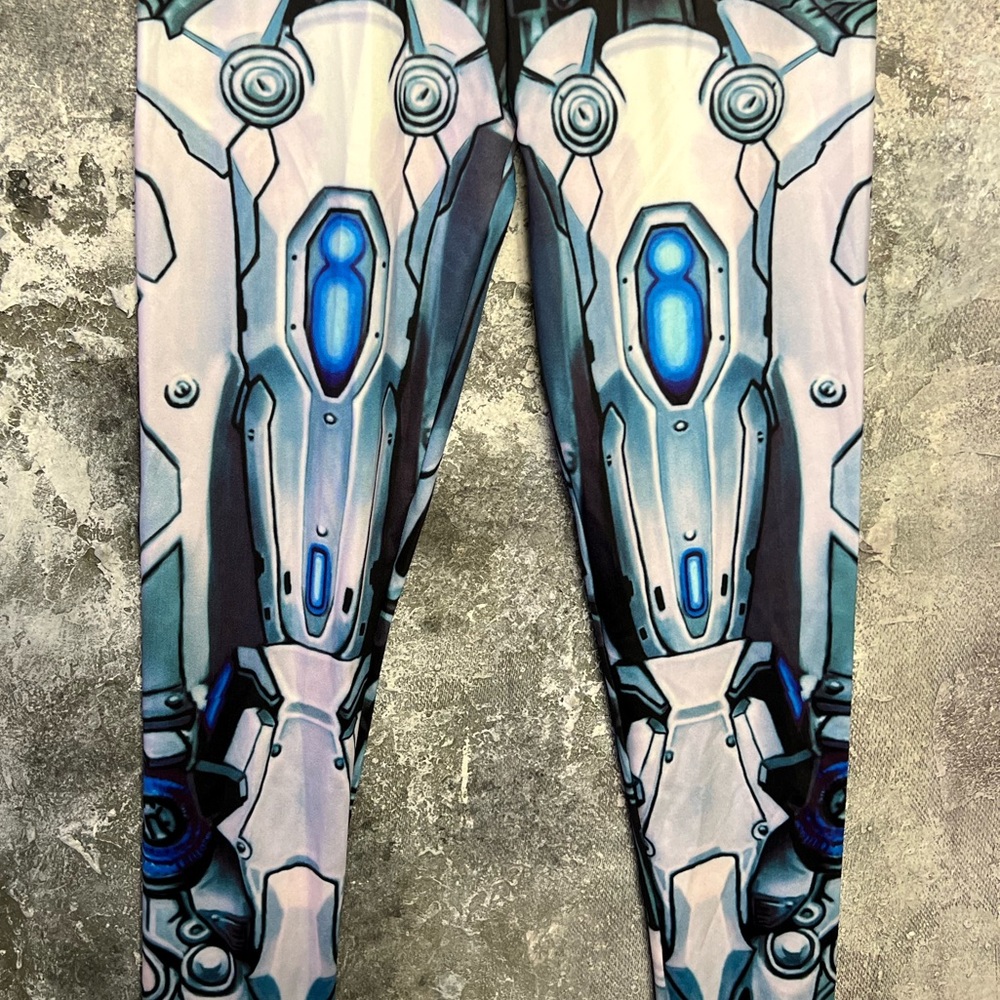 Cybernetic Robot Leggings Blue Accents Us L China XL